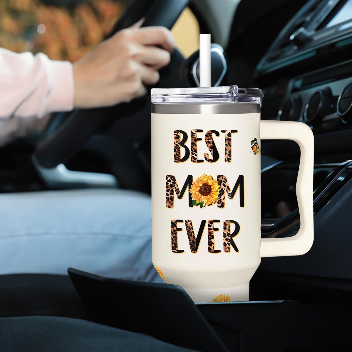 Best Mom Ever Gifts - Mothers Day Gift For Mom from Daughter, Son, Kids - Birthday, Christmas Gifts Idea For Mother, Mom, Wife - Tumbler With Handle 40oz