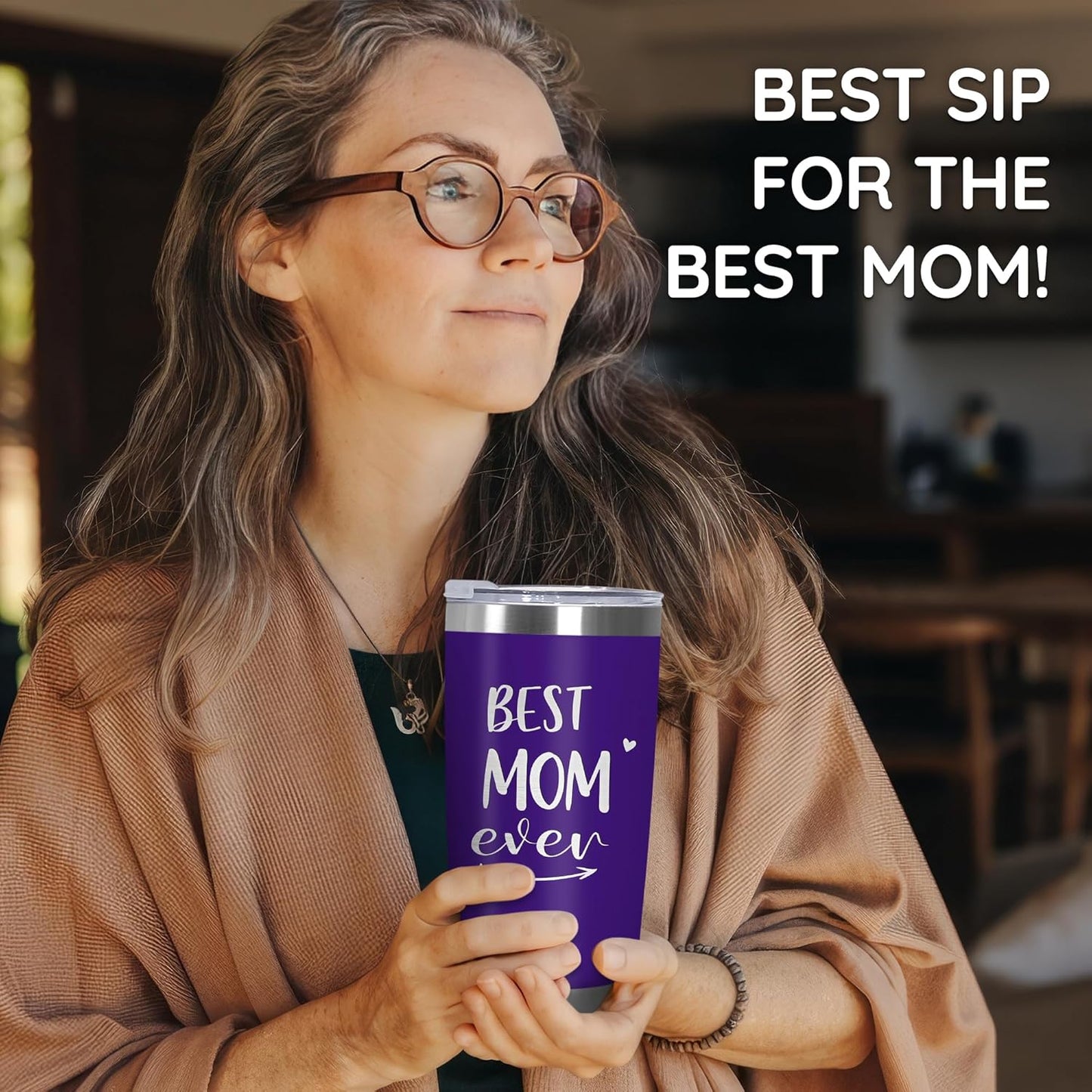 TEEZWONDER style 20oz insulated stainless steel tumbler for moms—perfect “Best Mom Ever” gift from daughter or son, ideal for birthdays, Mother’s Day, or as a thoughtful present for mom, mama, or mother-in-law.