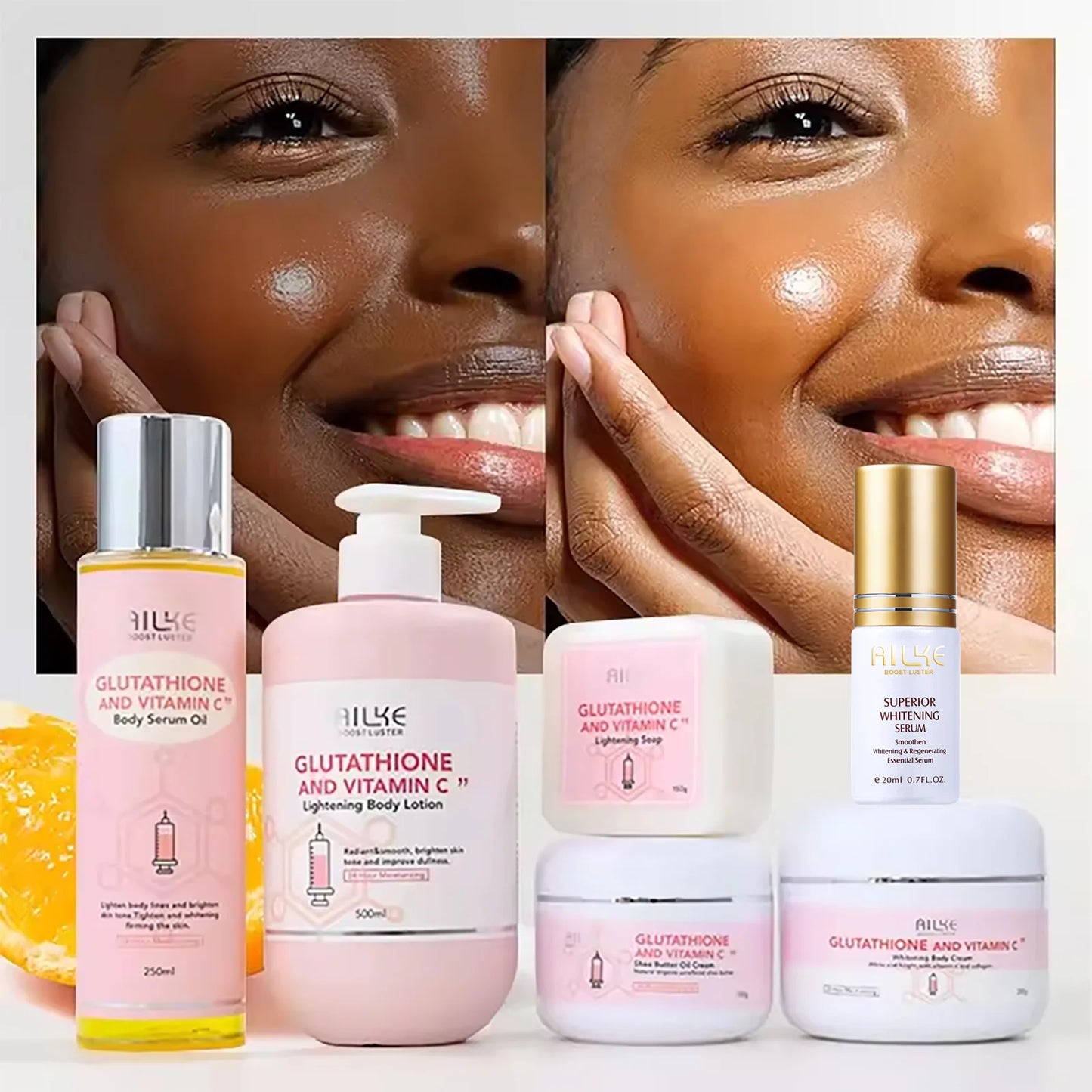 Glutathione & Vitamin C Brightening Cream Set for Face & Body – Moisturizing Formula