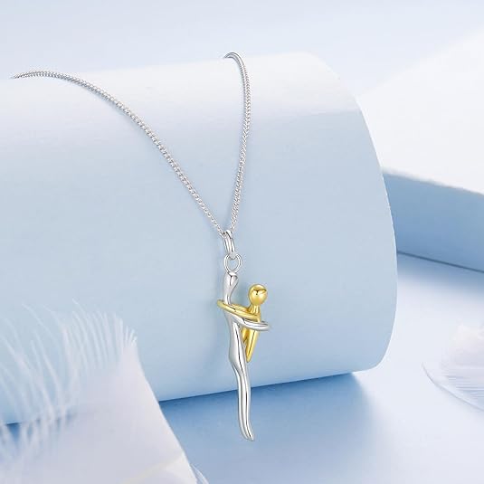 Mother Son Necklace, Mother Daughter Necklace, 925 Sterling Silver Mom Necklace Mother Pendant Necklaces for Mother's Day Birthday Christmas Thanksgiving