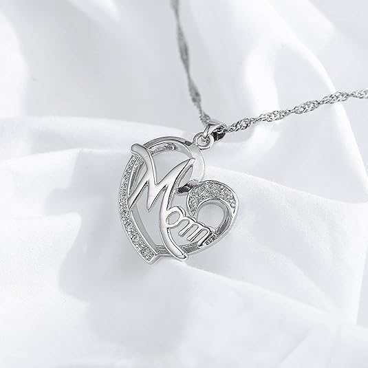 Elegant sterling silver necklace for mom, nana, or grandma gift from loved ones.