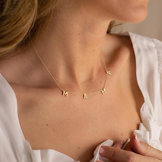 Mama Necklaces for Women, Mother's Day Gifts for Mom, 14K Gold Plated Dainty Necklace Non Tarnish Jewelry, Gifts for New Mom