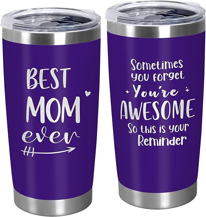 TEEZWONDER style 20oz insulated stainless steel tumbler for moms—perfect “Best Mom Ever” gift from daughter or son, ideal for birthdays, Mother’s Day, or as a thoughtful present for mom, mama, or mother-in-law.