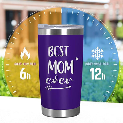 TEEZWONDER style 20oz insulated stainless steel tumbler for moms—perfect “Best Mom Ever” gift from daughter or son, ideal for birthdays, Mother’s Day, or as a thoughtful present for mom, mama, or mother-in-law.