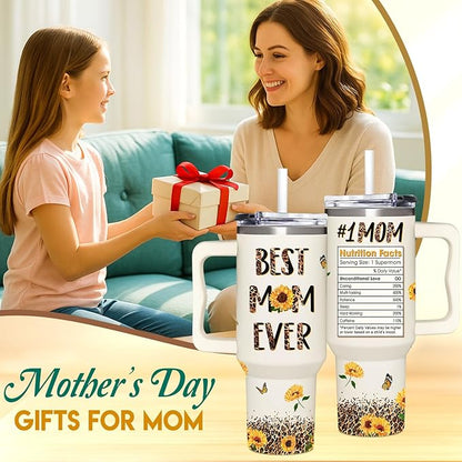Best Mom Ever Gifts - Mothers Day Gift For Mom from Daughter, Son, Kids - Birthday, Christmas Gifts Idea For Mother, Mom, Wife - Tumbler With Handle 40oz