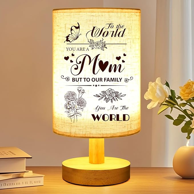 Linkax Mothers Day Gifts for Mom Wife Grandma Daughter Sister Friends Nana Nanny from Son Daughter, Table Lamps Night Light with Fabric Shade, Personalized Mom Birthday Gifts for Mothers Day