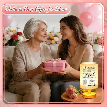 Linkax Mothers Day Gifts for Mom Wife Grandma Daughter Sister Friends Nana Nanny from Son Daughter, Table Lamps Night Light with Fabric Shade, Personalized Mom Birthday Gifts for Mothers Day