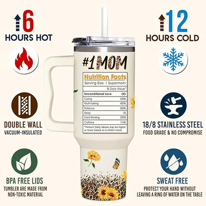 Best Mom Ever Gifts - Mothers Day Gift For Mom from Daughter, Son, Kids - Birthday, Christmas Gifts Idea For Mother, Mom, Wife - Tumbler With Handle 40oz