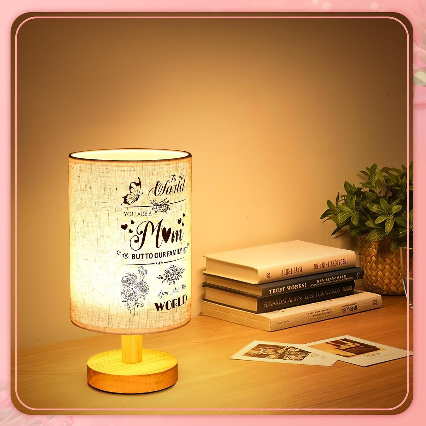 Linkax Mothers Day Gifts for Mom Wife Grandma Daughter Sister Friends Nana Nanny from Son Daughter, Table Lamps Night Light with Fabric Shade, Personalized Mom Birthday Gifts for Mothers Day