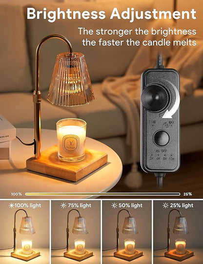 Candle Warmer Lamp with Timer, Dimmable Candle Warmer for Home Decor, Birthday Gifts for Women Mom, Adjustable Height Wax Melt Warmer with 2 Bulbs