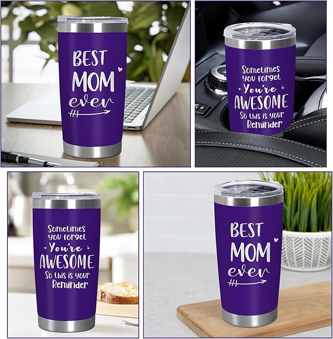 TEEZWONDER style 20oz insulated stainless steel tumbler for moms—perfect “Best Mom Ever” gift from daughter or son, ideal for birthdays, Mother’s Day, or as a thoughtful present for mom, mama, or mother-in-law.