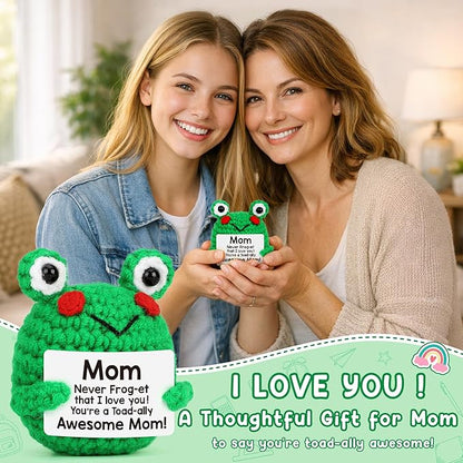 Funny & Cute Crochet Frog Gift for Mom – Perfect Mother’s Day & Birthday Present from Daughter, Son or Kids, Handmade Appreciation Gift for Mom & Mother-in-Law