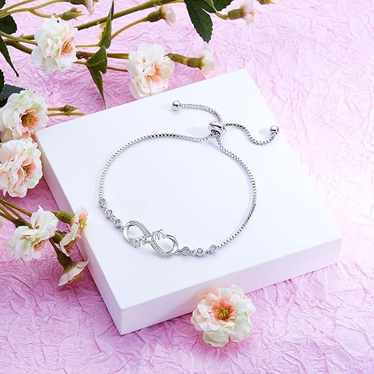 Desimtion Gifts for Women Mom, Infinity Love Bracelets for Women, Valentines Day Birthday Jewelry Gifts for Her Girls Girlfriend Mom Wife from Daughter Son