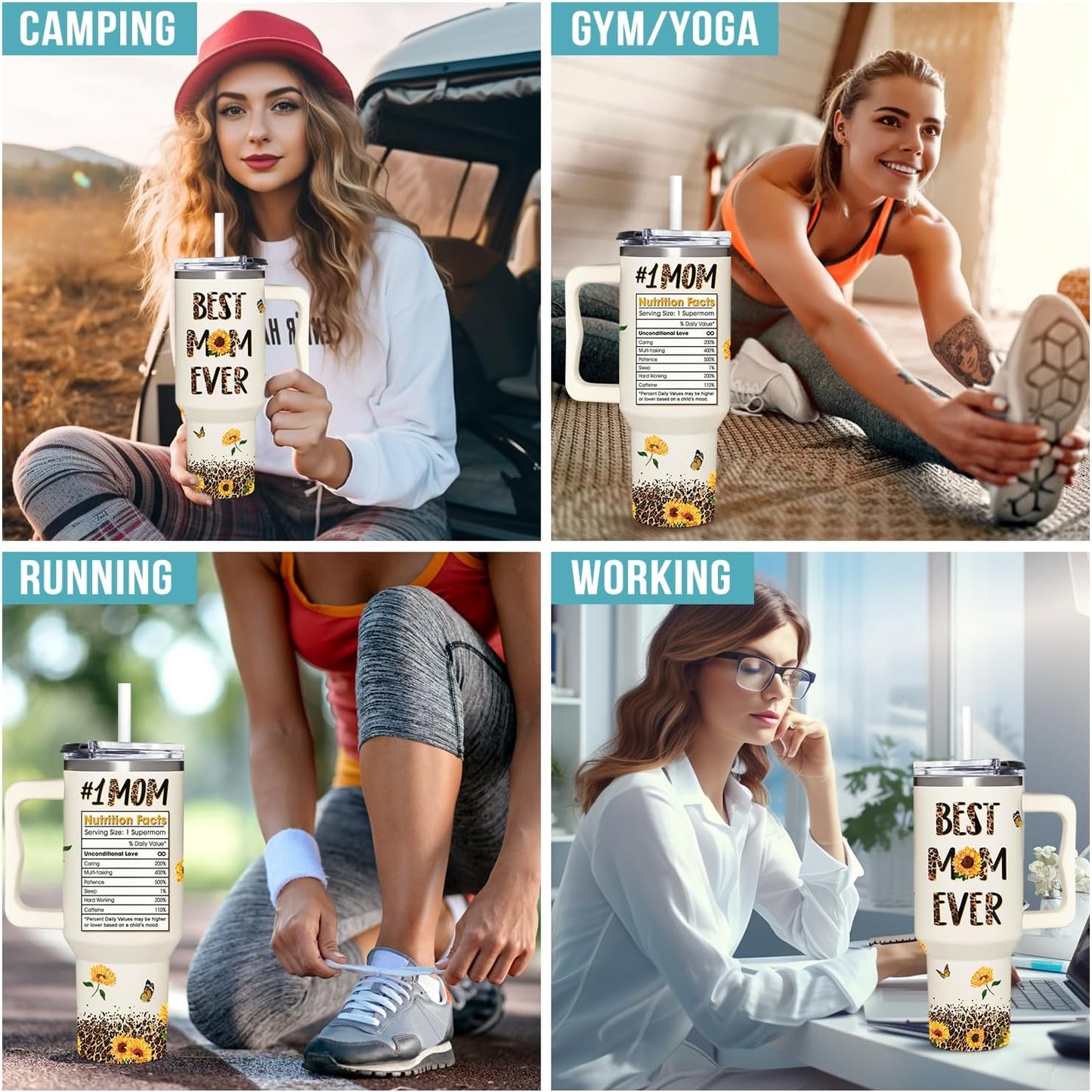 Best Mom Ever Gifts - Mothers Day Gift For Mom from Daughter, Son, Kids - Birthday, Christmas Gifts Idea For Mother, Mom, Wife - Tumbler With Handle 40oz