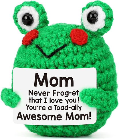 Funny & Cute Crochet Frog Gift for Mom – Perfect Mother’s Day & Birthday Present from Daughter, Son or Kids, Handmade Appreciation Gift for Mom & Mother-in-Law