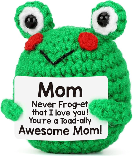 Funny & Cute Crochet Frog Gift for Mom – Perfect Mother’s Day & Birthday Present from Daughter, Son or Kids, Handmade Appreciation Gift for Mom & Mother-in-Law