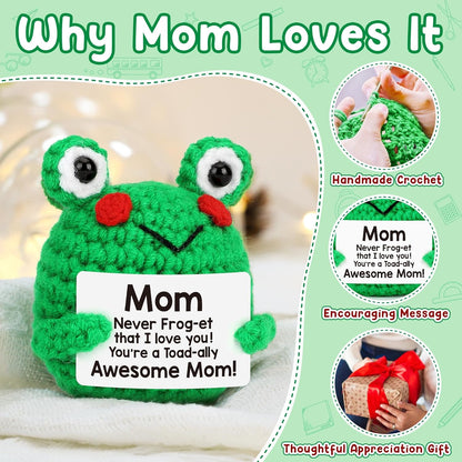 Funny & Cute Crochet Frog Gift for Mom – Perfect Mother’s Day & Birthday Present from Daughter, Son or Kids, Handmade Appreciation Gift for Mom & Mother-in-Law