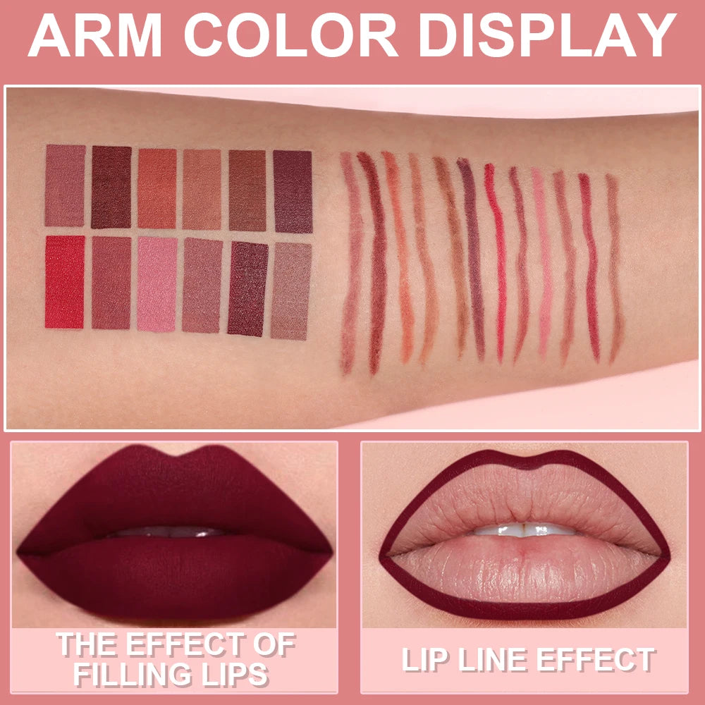 Matte Lip Liner Collection – 6 Long-Wear Nude & Pink Shades
