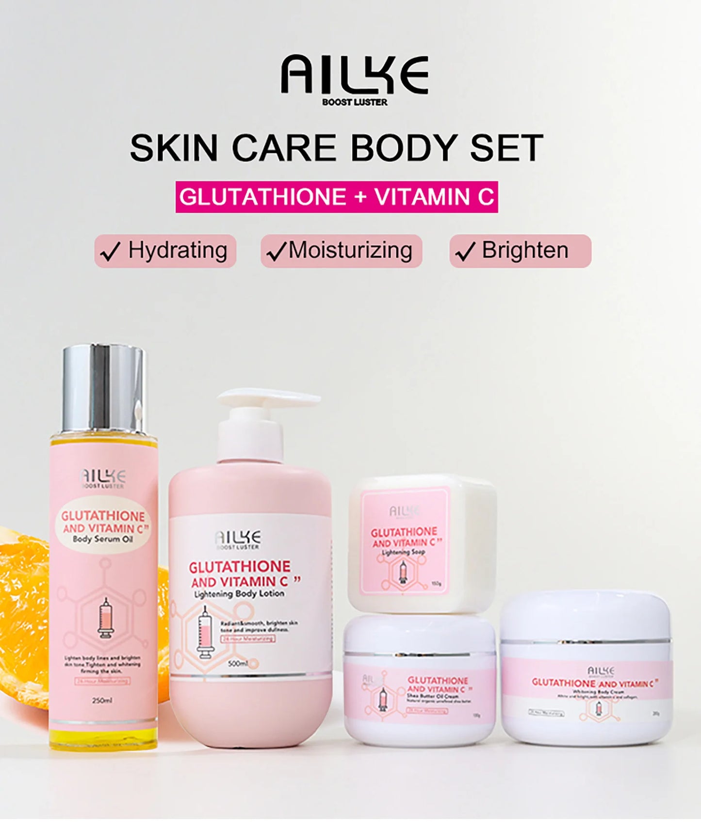 Glutathione & Vitamin C Brightening Cream Set for Face & Body – Moisturizing Formula