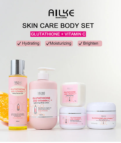Glutathione & Vitamin C Brightening Cream Set for Face & Body – Moisturizing Formula
