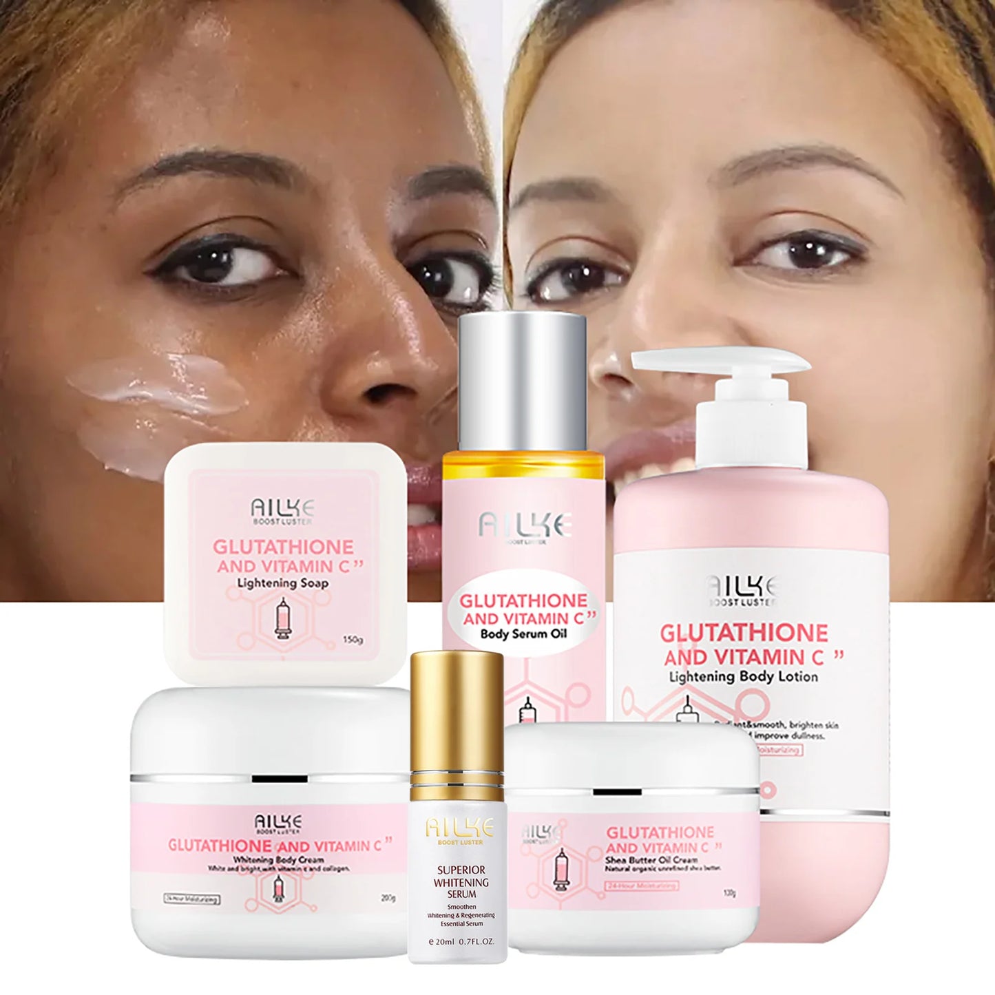 Glutathione & Vitamin C Brightening Cream Set for Face & Body – Moisturizing Formula