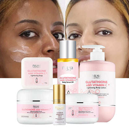 Glutathione & Vitamin C Brightening Cream Set for Face & Body – Moisturizing Formula