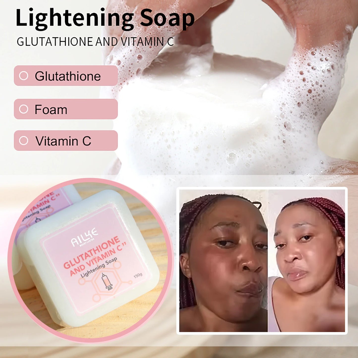 Glutathione & Vitamin C Brightening Cream Set for Face & Body – Moisturizing Formula