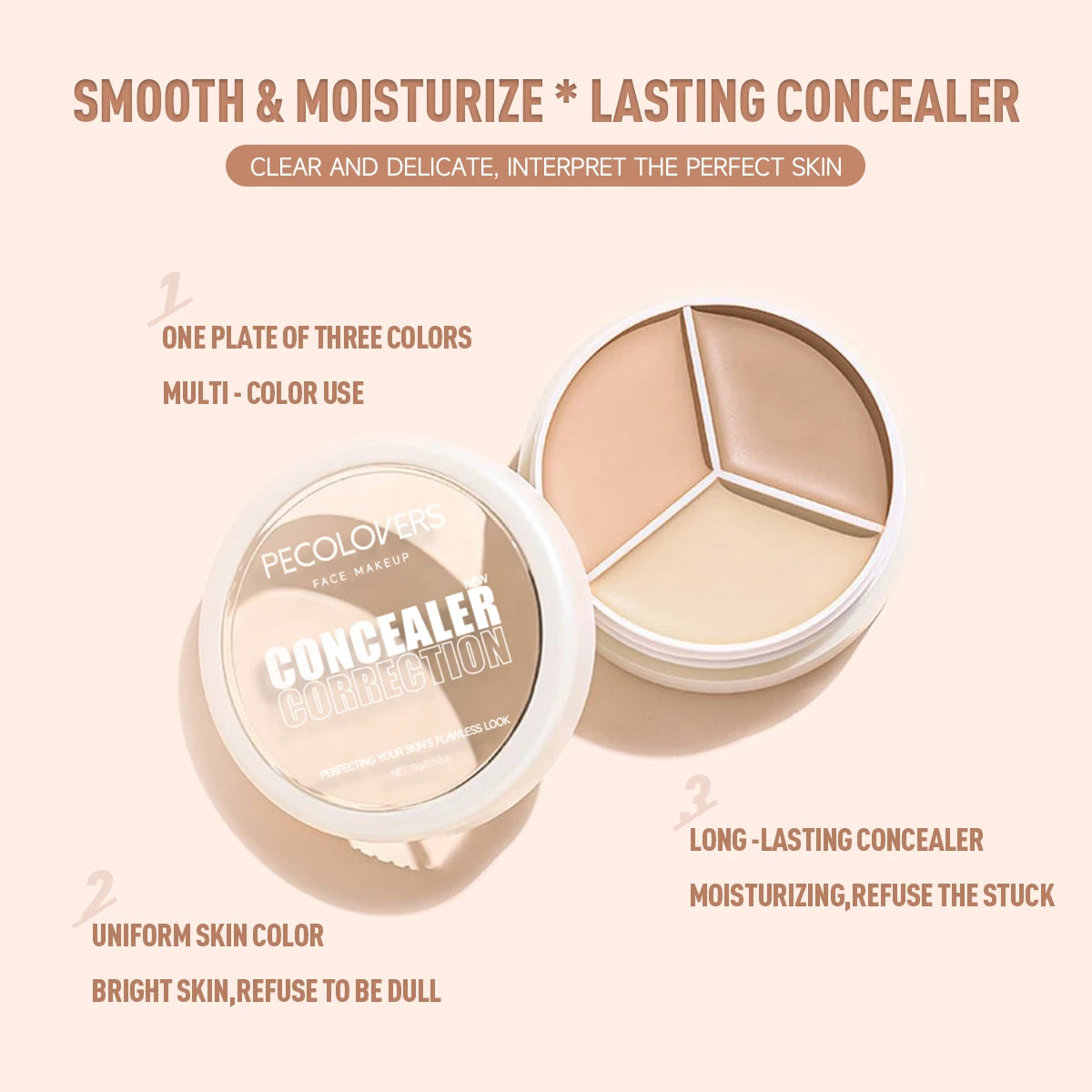 3-Color Concealer Palette – Long-Lasting Coverage for a Natural Look